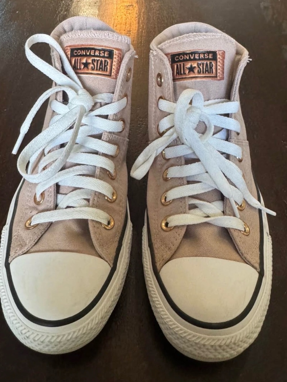 Converse Pink Canvas High Top Sneakers with Rose Gold Accents